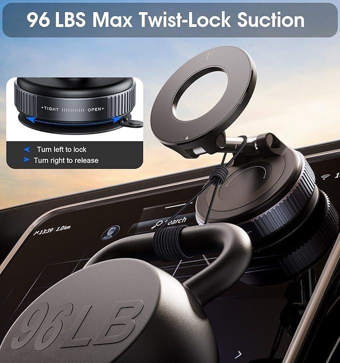 MagnoGrip Vacuum Suction Magnetic Bracket – 360° Adjustable, Hands-Free Mobile Holder