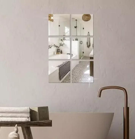 UrbanShine™ 3D Acrylic Mirror Tiles – Pack of 4 (Silver Finish)