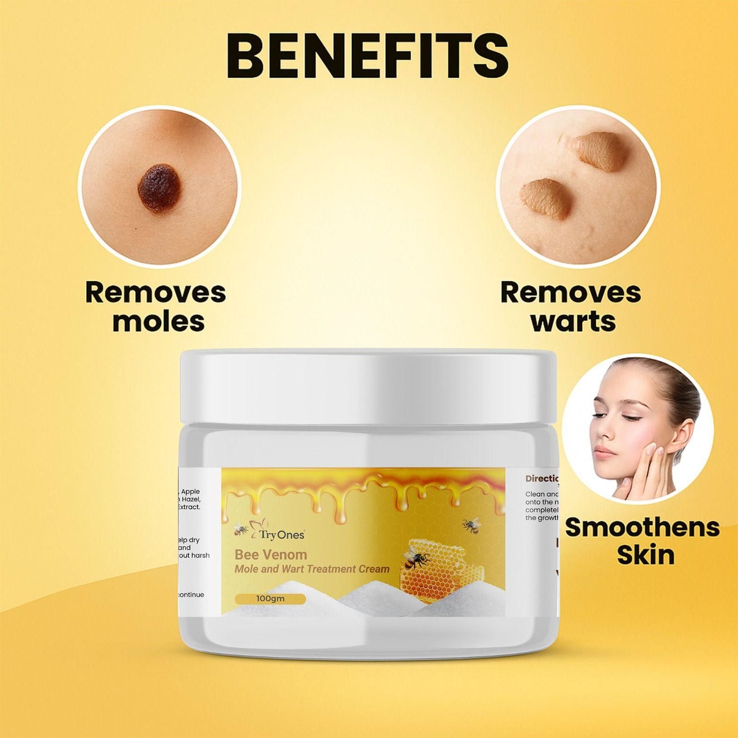 NaturCure Bee Venom Herbal Mole, Wart & Skin Tag Remover Cream – Rapid Action Herbal Formula – 100 gm (Pack of 1)