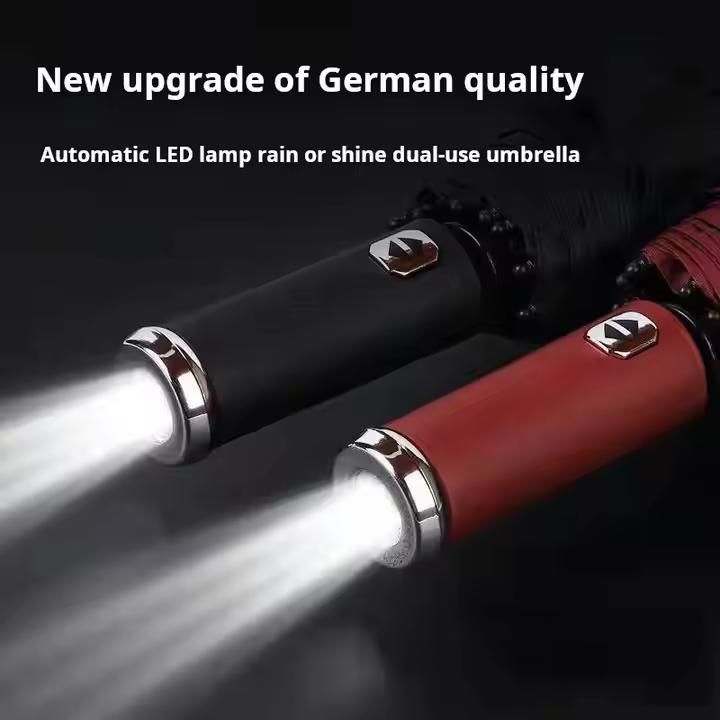 SkySafe LED Umbrella – 3-Fold Automatic UV Light Windproof Umbrella