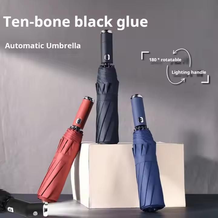 SkySafe LED Umbrella – 3-Fold Automatic UV Light Windproof Umbrella