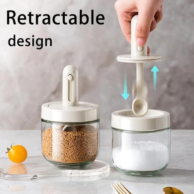 KitchenMate Airtight Food Storage Jar – Glass Jar with Stand & Spoon