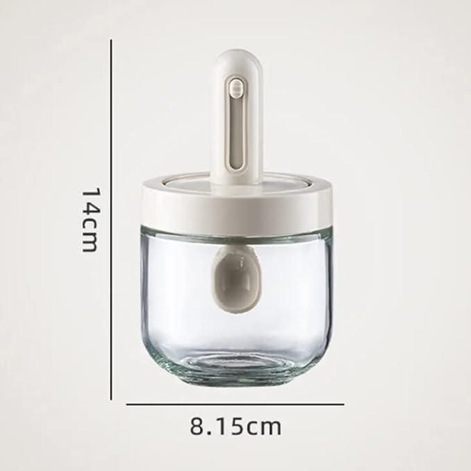 KitchenMate Airtight Food Storage Jar – Glass Jar with Stand & Spoon