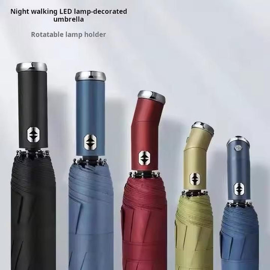 SkySafe LED Umbrella – 3-Fold Automatic UV Light Windproof Umbrella