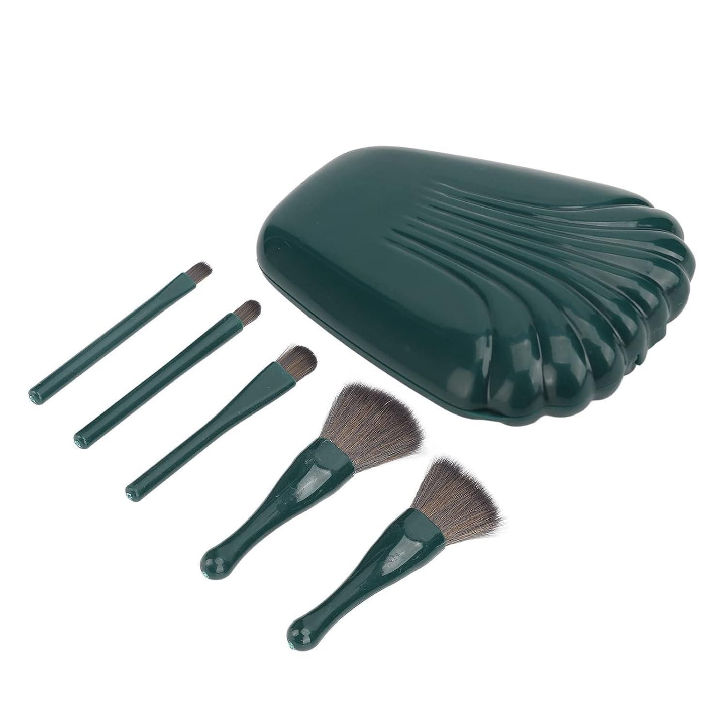 BeautyNest™ Mirror-Case Brush Set – 5-in-1 Portable Makeup Kit (Random Colour)