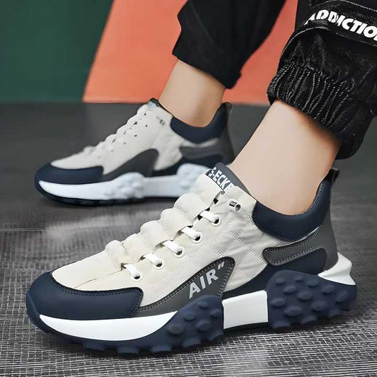 White Nova™ Classic Sneakers – Men's Premium Thick Sole Casual Sneakers – Stylish Everyday Footwear for Men