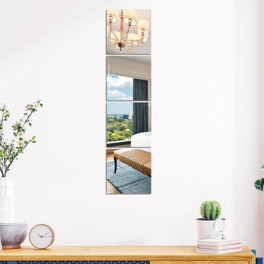 UrbanShine™ 3D Acrylic Mirror Tiles – Pack of 4 (Silver Finish)
