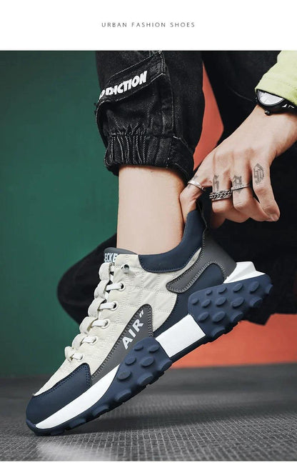 White Nova™ Classic Sneakers – Men's Premium Thick Sole Casual Sneakers – Stylish Everyday Footwear for Men