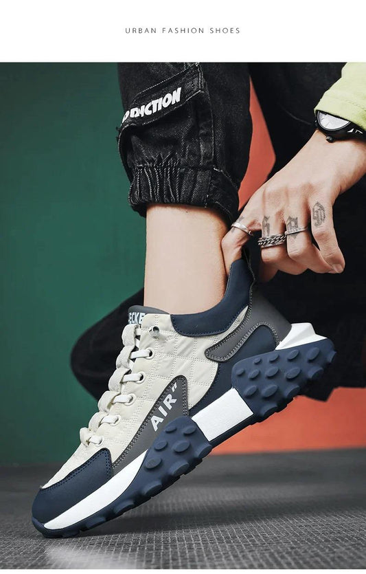 White Nova™ Classic Sneakers – Men's Premium Thick Sole Casual Sneakers – Stylish Everyday Footwear for Men