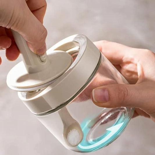 KitchenMate Airtight Food Storage Jar – Glass Jar with Stand &amp; Spoon