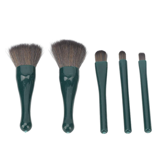 BeautyNest™ Mirror-Case Brush Set – 5-in-1 Portable Makeup Kit (Random Colour)